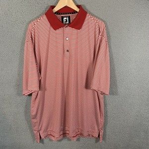 Footjoy Polo Shirt Men’s L Performance Stretch Golf Red Striped Prodry Lisle EUC